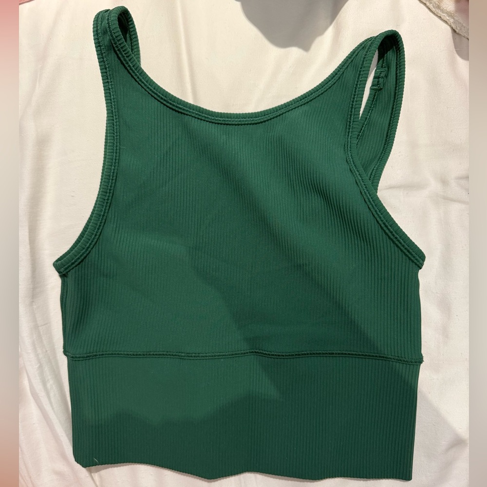 Lululemon Power Pivot Ribbed Tank in Everglade Green